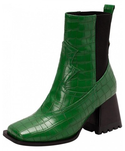 Motorcycle Boots Motorcycle Riding Boots Womens Work Boots Cowboy Boots Square Toe Green-d $25.98 Boots