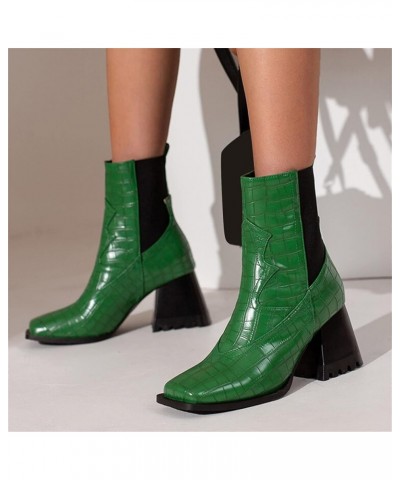 Motorcycle Boots Motorcycle Riding Boots Womens Work Boots Cowboy Boots Square Toe Green-d $25.98 Boots