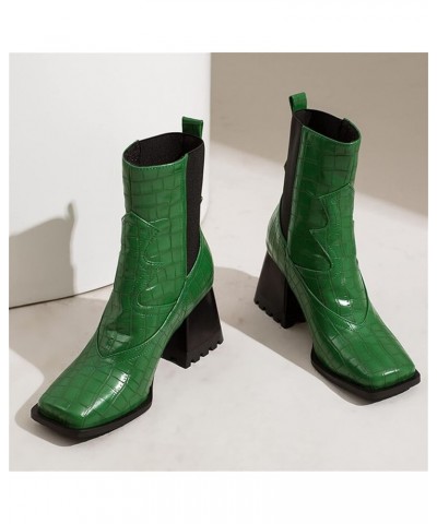 Motorcycle Boots Motorcycle Riding Boots Womens Work Boots Cowboy Boots Square Toe Green-d $25.98 Boots