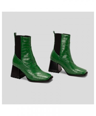 Motorcycle Boots Motorcycle Riding Boots Womens Work Boots Cowboy Boots Square Toe Green-d $25.98 Boots