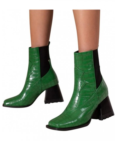 Motorcycle Boots Motorcycle Riding Boots Womens Work Boots Cowboy Boots Square Toe Green-d $25.98 Boots