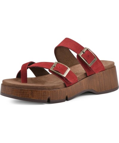 Women's Lefter Low Platform Sandal Cruella Red/Suede $29.77 Sandals