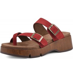 Women's Lefter Low Platform Sandal Cruella Red/Suede $29.77 Sandals