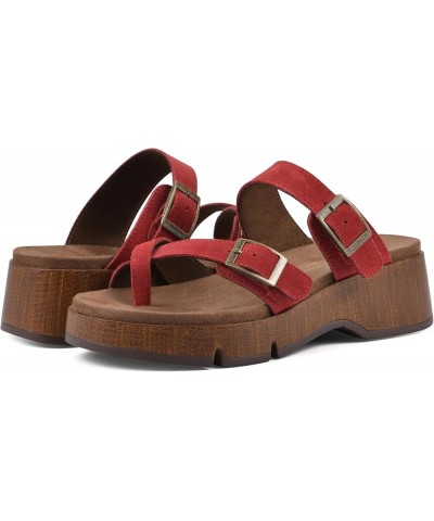 Women's Lefter Low Platform Sandal Cruella Red/Suede $29.77 Sandals