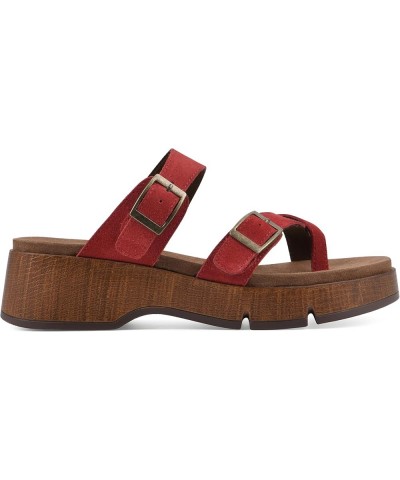 Women's Lefter Low Platform Sandal Cruella Red/Suede $29.77 Sandals