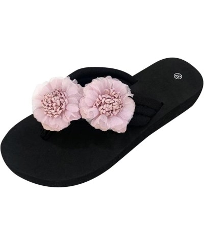 Womens Slippers Wedge Bohemian Clip Toe Flowers Slip On Slides Flip Flops Summer Fashion Casual Soft Beach Sandals Purple $10...