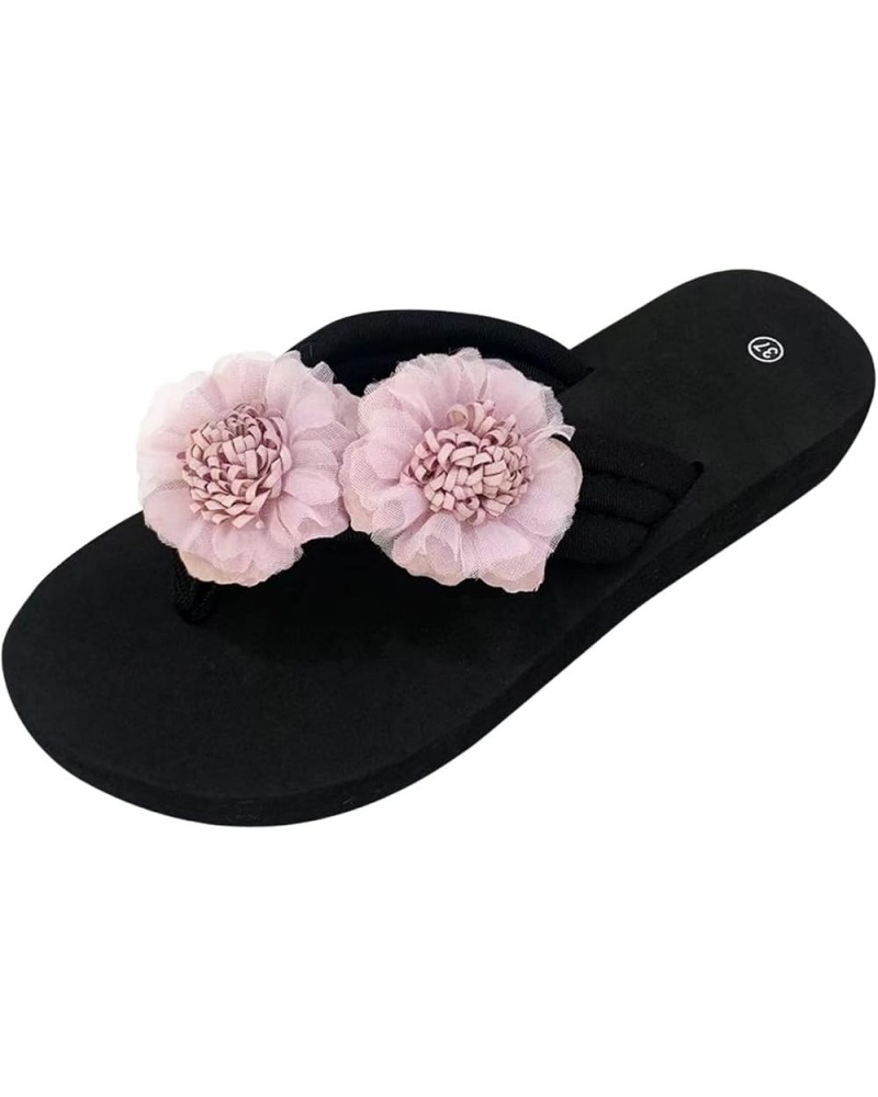 Womens Slippers Wedge Bohemian Clip Toe Flowers Slip On Slides Flip Flops Summer Fashion Casual Soft Beach Sandals Purple $10...