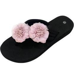 Womens Slippers Wedge Bohemian Clip Toe Flowers Slip On Slides Flip Flops Summer Fashion Casual Soft Beach Sandals Purple $10...