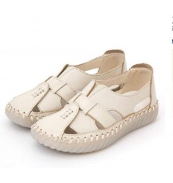 Women Retro Handmade Flats Sandals Leather Comfort Breathable Slip On Hollow Out Casual Loafers Shoes Beige $26.65 Loafers & ...