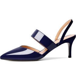 Slingback Heels for Women Low Kitten Heel Pumps 2.5" Pointed Toe Mid Heeled Sandals Comfortable Shoes US5-13 Patent Navy $22....