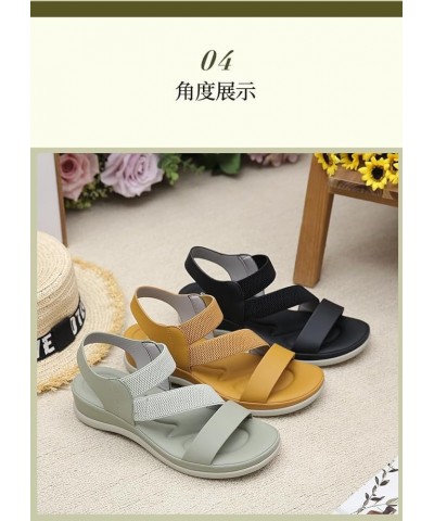 Women's comfortable walking sandals, high spring and thick soled sports heels, elastic waterproof platform shoes Black $18.79...