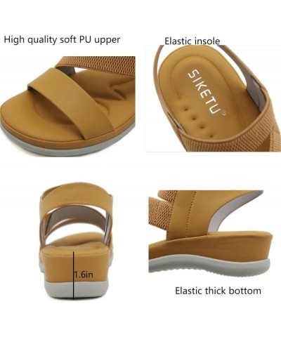 Women's comfortable walking sandals, high spring and thick soled sports heels, elastic waterproof platform shoes Black $18.79...