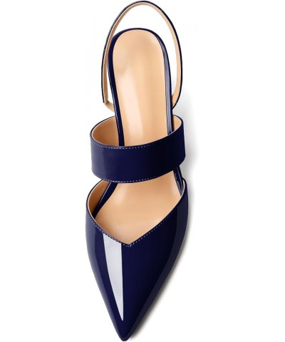 Slingback Heels for Women Low Kitten Heel Pumps 2.5" Pointed Toe Mid Heeled Sandals Comfortable Shoes US5-13 Patent Navy $22....