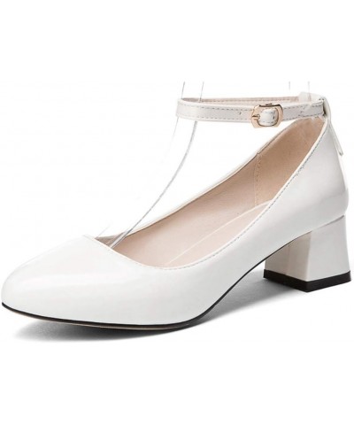 Women's Fashion Bowtie Chunky Block Heel Pumps Pointed Toe Patent Leather Slip-On Comfy Dress Shoes Beige $31.89 Pumps