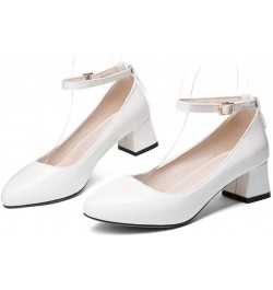 Women's Fashion Bowtie Chunky Block Heel Pumps Pointed Toe Patent Leather Slip-On Comfy Dress Shoes Beige $31.89 Pumps