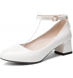 Women's Fashion Bowtie Chunky Block Heel Pumps Pointed Toe Patent Leather Slip-On Comfy Dress Shoes Beige $31.89 Pumps