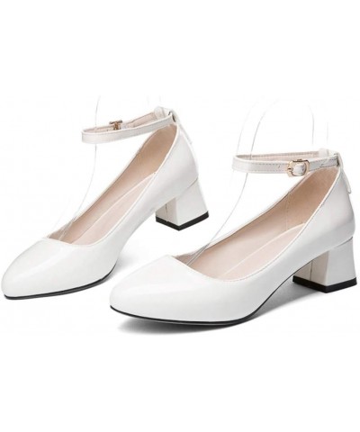 Women's Fashion Bowtie Chunky Block Heel Pumps Pointed Toe Patent Leather Slip-On Comfy Dress Shoes Beige $31.89 Pumps