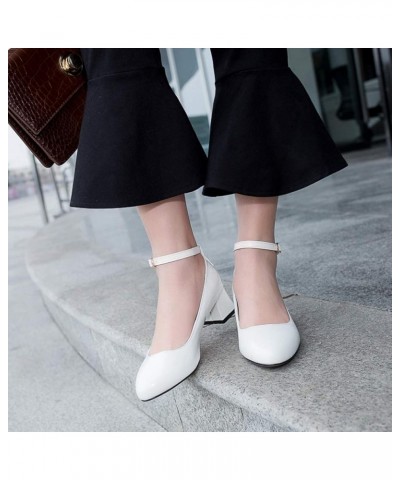 Women's Fashion Bowtie Chunky Block Heel Pumps Pointed Toe Patent Leather Slip-On Comfy Dress Shoes Beige $31.89 Pumps