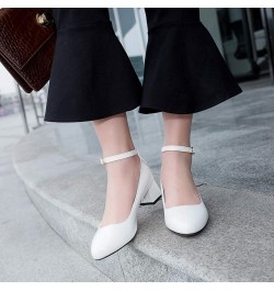 Women's Fashion Bowtie Chunky Block Heel Pumps Pointed Toe Patent Leather Slip-On Comfy Dress Shoes Beige $31.89 Pumps