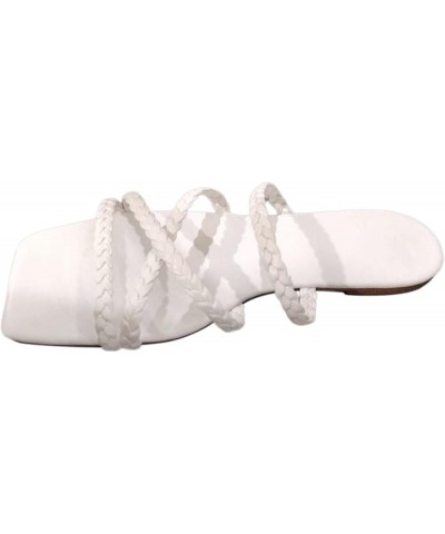 Women Sandals Summer Outer Thick Bottom Open Toe Beach Large Walking Sandals for Women White $8.97 Sandals