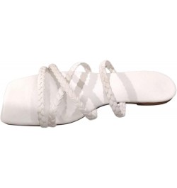 Women Sandals Summer Outer Thick Bottom Open Toe Beach Large Walking Sandals for Women White $8.97 Sandals