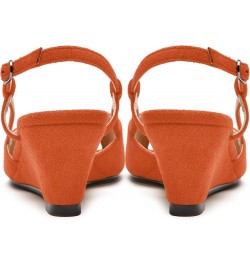 Womens Suede Slingback Peep Toe Dating Cute Buckle Wedge Low Heel Wedges Sandals 2 Inch Orange $32.67 Sandals