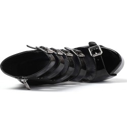 Women's Chunky Heel Platform Sandals Open Toe Buckle Strap Zipper Shoes Black $42.11 Sandals