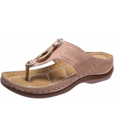 Womens Sandals Summers Thick Soled Breathable Outdoor Sandals Casual Dressy Sandals Closed Toe Sandal Pink $12.29 Sandals