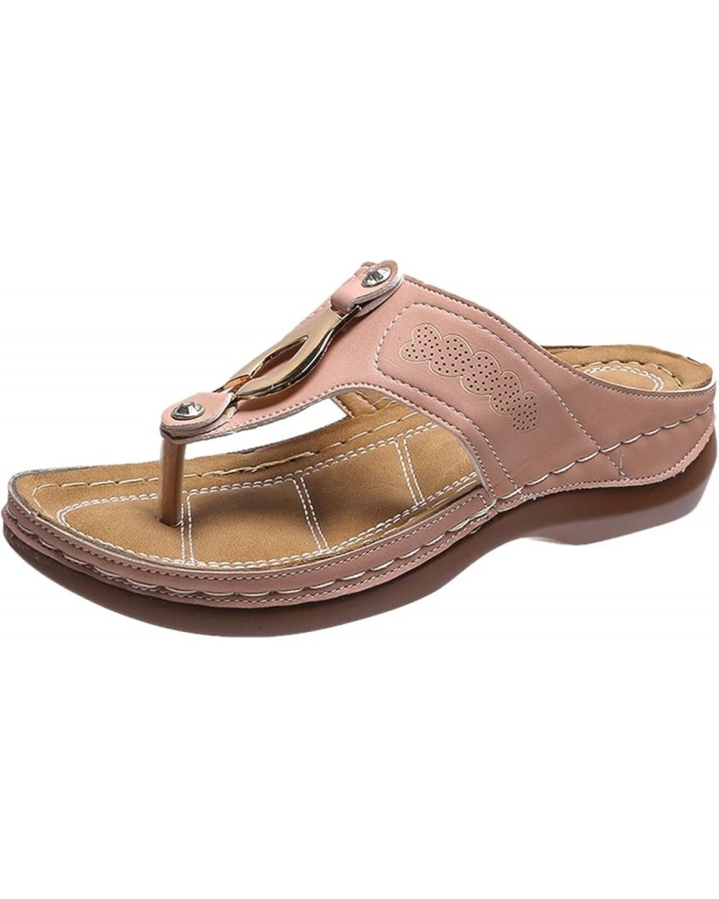 Womens Sandals Summers Thick Soled Breathable Outdoor Sandals Casual Dressy Sandals Closed Toe Sandal Pink $12.29 Sandals