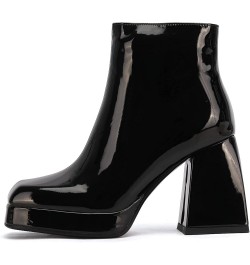 Women Chelsea Zip Square Toe Fashion Chunky Heels Platform Ankle Boots Black-qp Without Fur $27.53 Boots