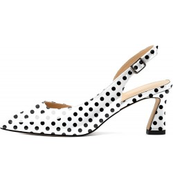 Women Slingback Low Kitten Heel Pumps 2.5 Inch Pointed Toe Spool Heel Sandals Backstrap Leather Shoes Patent Polka-dot $26.09...