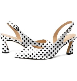 Women Slingback Low Kitten Heel Pumps 2.5 Inch Pointed Toe Spool Heel Sandals Backstrap Leather Shoes Patent Polka-dot $26.09...