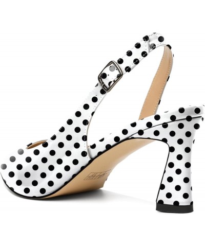 Women Slingback Low Kitten Heel Pumps 2.5 Inch Pointed Toe Spool Heel Sandals Backstrap Leather Shoes Patent Polka-dot $26.09...