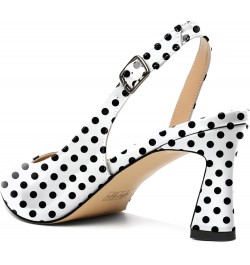 Women Slingback Low Kitten Heel Pumps 2.5 Inch Pointed Toe Spool Heel Sandals Backstrap Leather Shoes Patent Polka-dot $26.09...