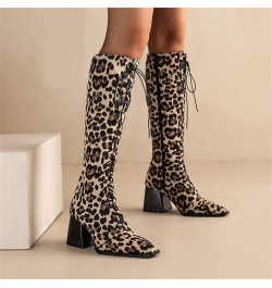 Boots for Women Square Toe Lace Up Western Boots Women Fashion Block Heel Casual Comfy Knee High Boots Women Yellow $33.05 Ou...