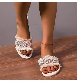 Breathable Open Toe Sandals for Women Women Beach Cloth Slip On Casual Open Toe Non Slip Flat Breathable Slippers Shoes (Beig...