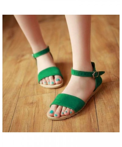 Women Open Toe Ankle Strap Sandals Buckle Breathable Summer Comfort Slingback Ladies Casual Sandal Green $26.99 Sandals