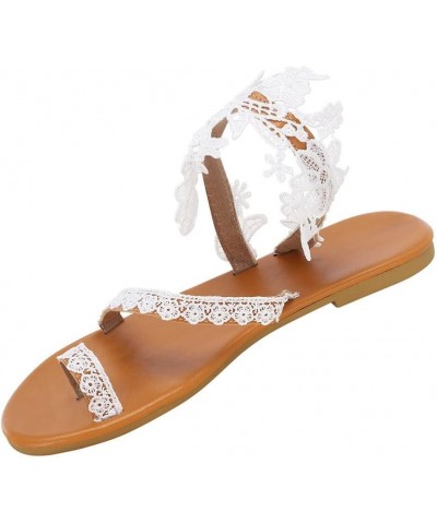 Women's Athletic Outdoor Sandals Comfortable Support Slip Slide Sandals Hiking Flat White $10.31 Sandals