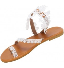 Women's Athletic Outdoor Sandals Comfortable Support Slip Slide Sandals Hiking Flat White $10.31 Sandals