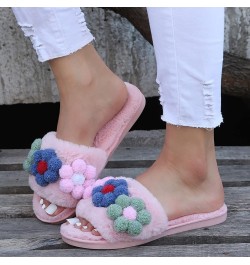 Women's Home Shoes, Indoor Slippers, Winter Warm Fluffy Trim Slides Winter Season Slippers Winter Slippers for Women Washable...