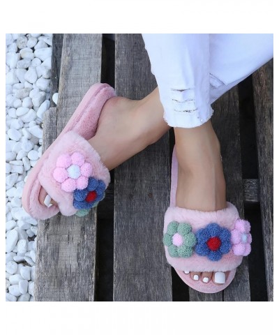 Women's Home Shoes, Indoor Slippers, Winter Warm Fluffy Trim Slides Winter Season Slippers Winter Slippers for Women Washable...