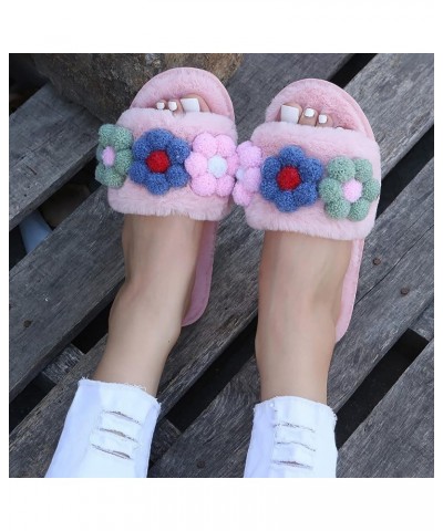 Women's Home Shoes, Indoor Slippers, Winter Warm Fluffy Trim Slides Winter Season Slippers Winter Slippers for Women Washable...