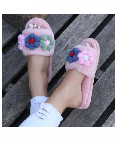 Women's Home Shoes, Indoor Slippers, Winter Warm Fluffy Trim Slides Winter Season Slippers Winter Slippers for Women Washable...