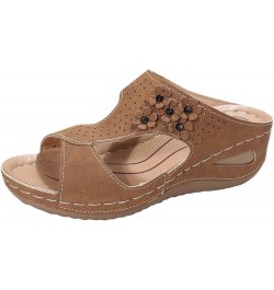 Sandals For Women Flip Flop Sandals Fashion Summer Women Sandals Wedge Heel Platform Middle Heel Lighweight Flower L32-brown ...