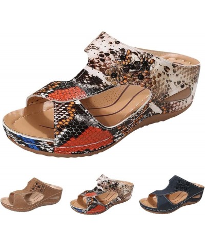 Sandals For Women Flip Flop Sandals Fashion Summer Women Sandals Wedge Heel Platform Middle Heel Lighweight Flower L32-brown ...