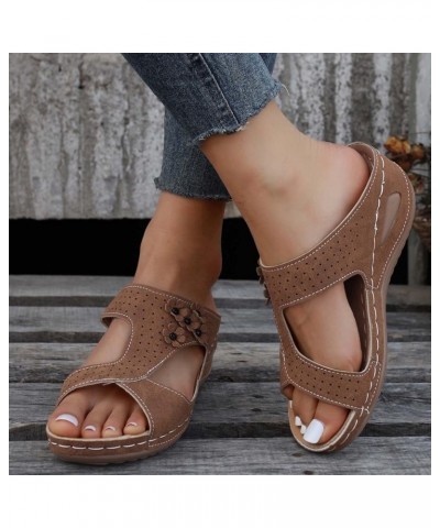 Sandals For Women Flip Flop Sandals Fashion Summer Women Sandals Wedge Heel Platform Middle Heel Lighweight Flower L32-brown ...