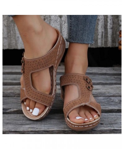 Sandals For Women Flip Flop Sandals Fashion Summer Women Sandals Wedge Heel Platform Middle Heel Lighweight Flower L32-brown ...