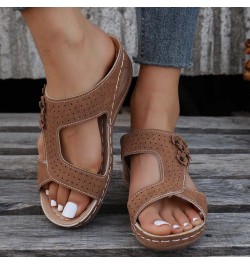 Sandals For Women Flip Flop Sandals Fashion Summer Women Sandals Wedge Heel Platform Middle Heel Lighweight Flower L32-brown ...