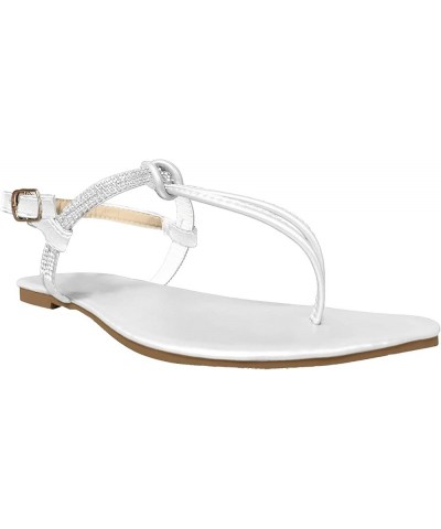 Womens Flat Sandals, Womens Flat Crystal Rhinestone Buckle Strap Flip Flops Sandals Shoes White $8.23 Sandals