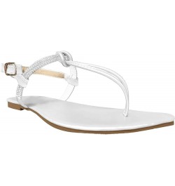 Womens Flat Sandals, Womens Flat Crystal Rhinestone Buckle Strap Flip Flops Sandals Shoes White $8.23 Sandals